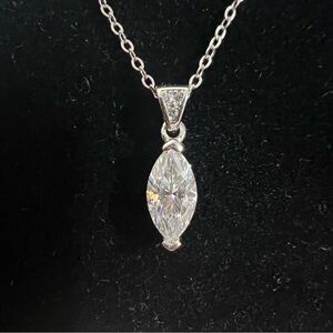 925 Silver Marquise Cut Moissanite Pendant Necklace